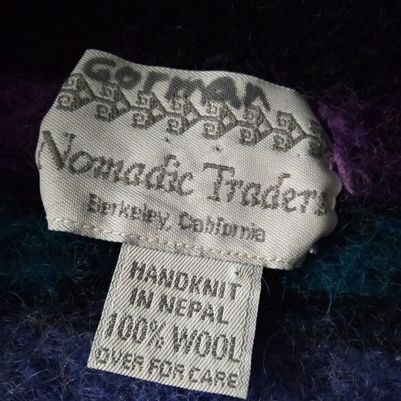 Vintage Nomadic Traders Striped Geometric Wool Cardigan Sweater - Picture 4 of 6